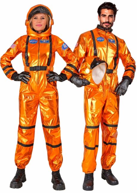 déguisement astronaute, costume astronaute adulte, Déguisement Astronaute Orange avec Casque Souple