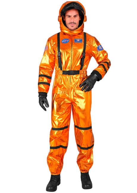 déguisement astronaute orange, déguisement astronaute adulte, costume astronaute avec casque, Déguisement d’Astronaute, avec Casque Souple, Orange Métal