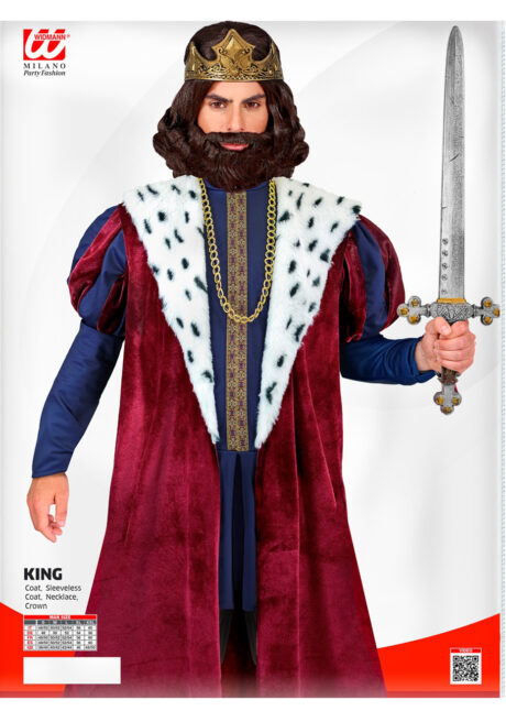 déguisement de Roi, costume de Roi, déguisement Roi Arthur, Déguisement de Roi, avec Cape et Accessoires