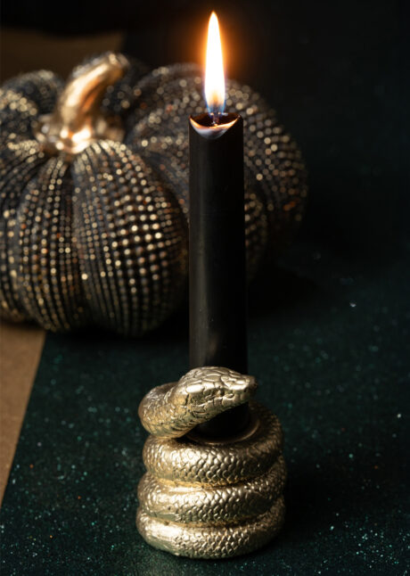 bougeoir serpent, bougeoir halloween, Bougeoir Résine Serpent Doré, Halloween