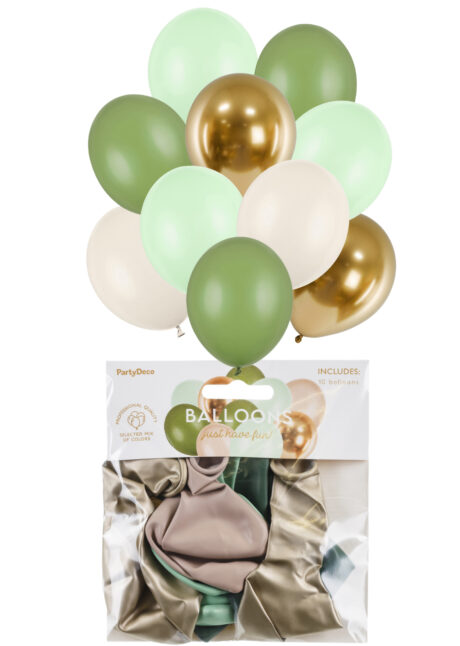 bouquet ballons verts et dores, ballons latex, ballons hélium, ballons verts, Ensemble de Ballons, Verts et Dorés, en Latex