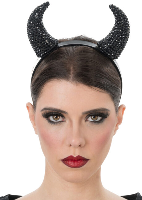 cornes de diable noires, cornes de Diable Halloween, cornes de démon, Cornes de Diable, Strass Noirs