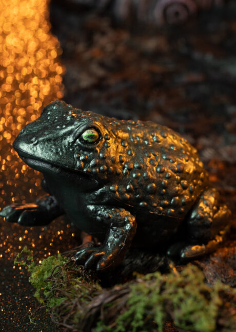 crapaud Halloween, crapaud sorcière, crapaud déco Halloween, Crapaud en Gomme, Vert de Gris Irisé