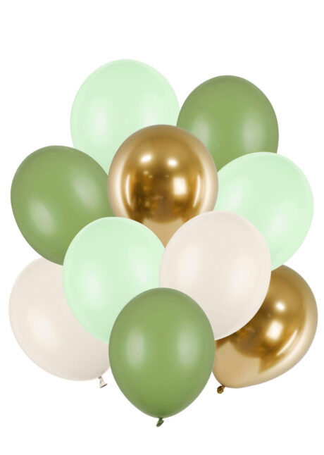 bouquet ballons verts et dores, ballons latex, ballons hélium, ballons verts, Ensemble de Ballons, Verts et Dorés, en Latex