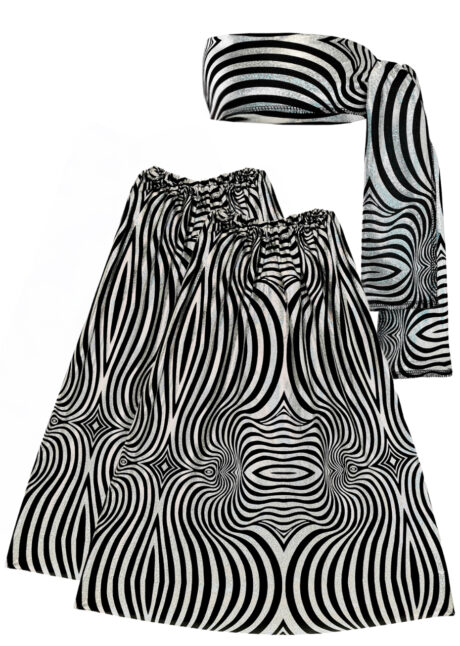 jambières disco, jambières argent avec bandeau, accessoire disco, Jambières Pattes d’Eph et Bandeau, Argent et Noir