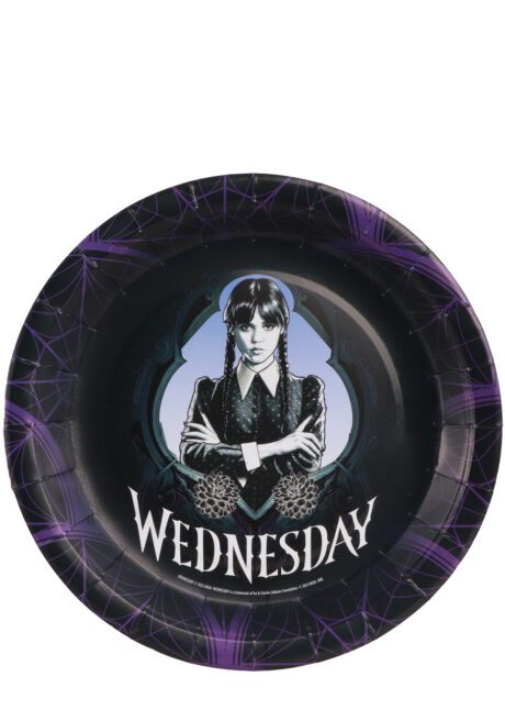 assiettes mercredi, vaisselle mercredi, anniversaire mercredi Addams, décos mercredi, Vaisselle Addams, Assiettes Mercredi, 23 cm, Wednesday