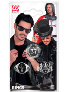 bagues gothiques métal, bague déguisement homme, bague biker