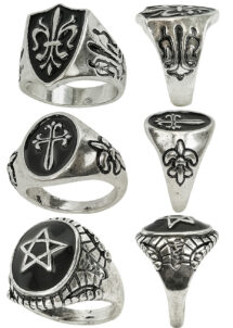 bagues gothiques métal, bague déguisement homme, bague biker
