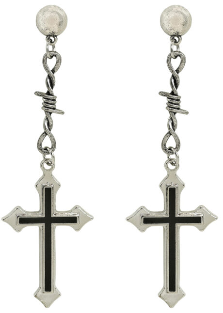 boucles d'oreilles croix gothiques, boucles d'oreilles Halloween, Boucles d’Oreilles Croix Gothiques et Barbelés