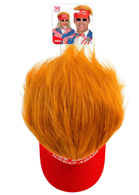 casquette Trump avec cheveux, casquette MAGA, casquette make America great again, Casquette Make America Great Again, avec Cheveux, Trump