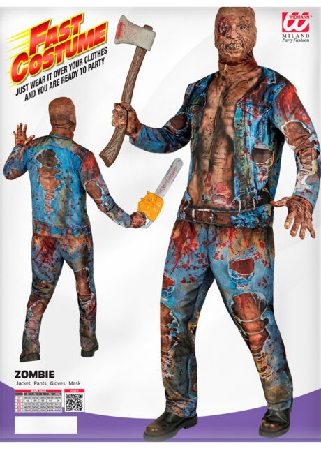 déguisement de zombie pour homme, costume zombie Halloween homme, Déguisement de Zombie, avec Masque et Gants