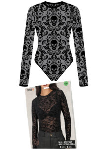 body tulle baroque, body avec tête de mort, body femme gothique
