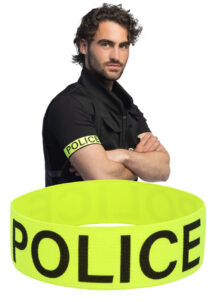 brassard de police jaune fluo, brassard police déguisement