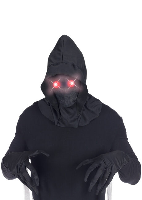 cagoule yeux lumineux, cagoule Halloween, Cagoule Noire, Yeux Lumineux Rouges
