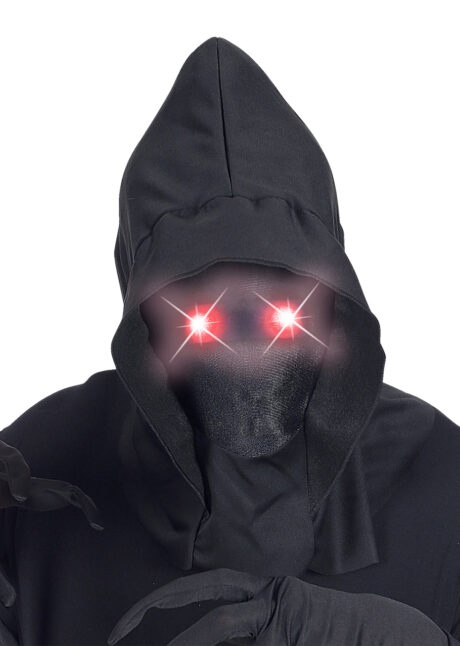 cagoule yeux lumineux, cagoule Halloween, Cagoule Noire, Yeux Lumineux Rouges