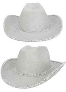 chapeau de cowboy argent paillettes, disponible Aux Feux de la Fête à Paris