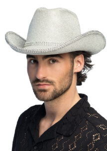 chapeau de cowboy argent, chapeau de cowboy paillettes