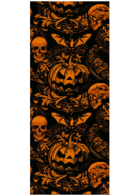 chemin de table citrouille baroque, chemin de table Halloween, déco table Halloween, Vaisselle Halloween, Chemin de Table Citrouille Baroque