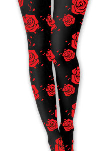 collant jour des morts, collant noir roses rouges, Collant Noir avec Roses Rouges
