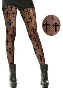 collant résille croix gothique, collant punk, accessoire halloween