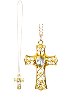 collier croix dorée déguisement, collier croix Halloween