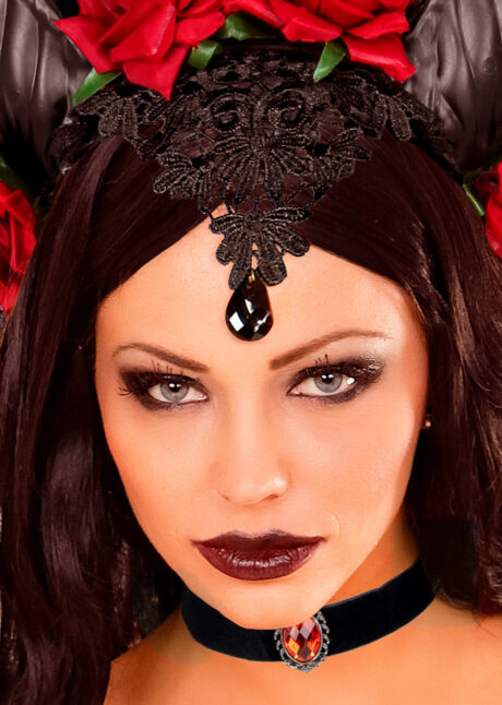 collier tour de cou, collier choker vampire, collier gothique, ras du cou velours, Collier Choker Velours Noir et Pierre Rouge