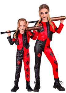 déguisement arlequin diabolique fille, déguisement Harley Quinn fille, déguisement Halloween fille