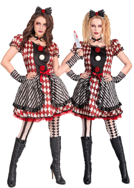 déguisement arlequin femme, déguisement arlequin clown Halloween, Déguisement d’Arlequin Circus