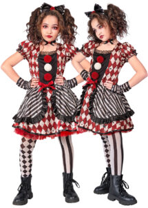 déguisement arlequin fille, costume clown arlequin Halloween fille