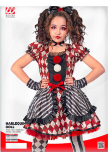 déguisement poupée arlequin fille, costume clown arlequin Halloween fille