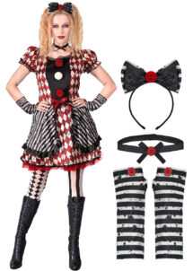déguisement arlequin femme, déguisement arlequin clown Halloween