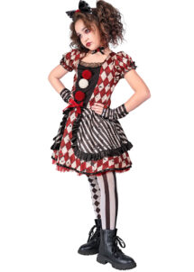 déguisement arlequin fille, costume poupée arlequin Halloween fille