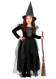 déguisement de sorcière fille Halloween, costume sorcière avec chapeau fille