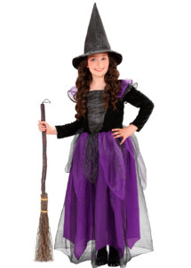 déguisement Sorcière fille Halloween, sorcière violette déguisement Halloween