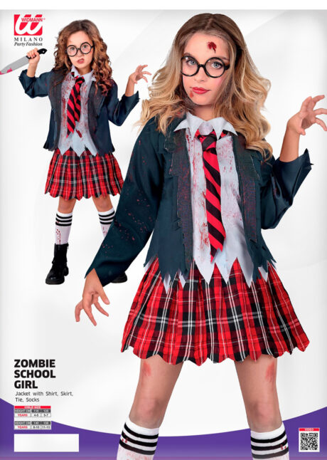 déguisement Halloween zombie écolière enfant, Déguisement Ecolière Zombie, Fille