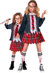 déguisement écolière zombie fille, costume écolière halloween fille