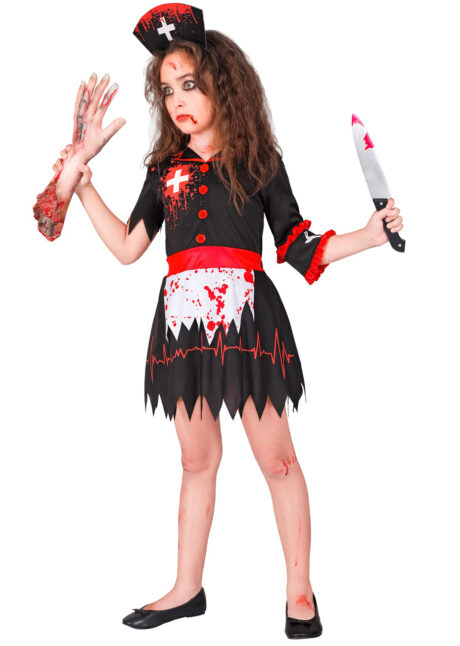 déguisement infirmière sanglante Halloween fille, déguisement infirmière zombie fille, Déguisement d’Infirmière Croix Rouge Zombie, Fille