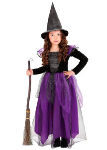 déguisement Sorcière fille Halloween, costume sorcière violette déguisement Halloween