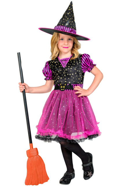déguisement de sorcière fille, déguisement sorcière Halloween, déguisement Halloween enfant, Déguisement de Sorcière Noire et Rose, Fille