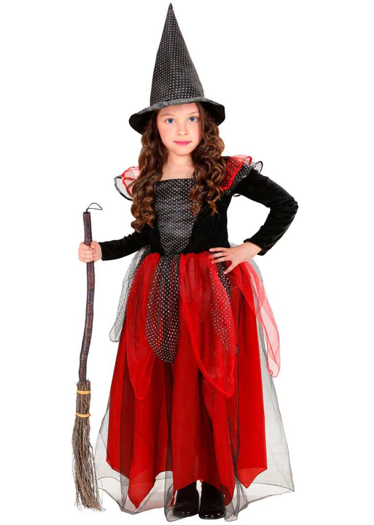 Costume De Sorcière Halloween Pour Fille - Robe Avec Chapeau, Manches élastiques, Tailles 3-12 Ans - 8