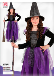 déguisement Sorcière fille Halloween, costume sorcière violette déguisement Halloween