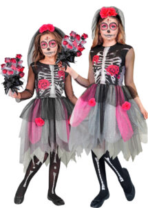 déguisement squelette jour des morts fille halloween, déguisement Halloween fille