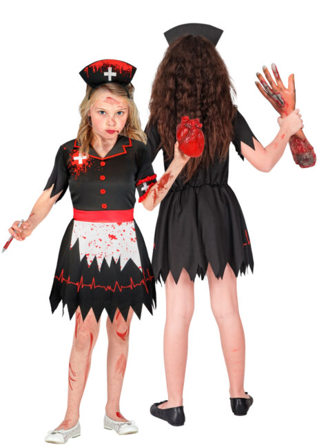 déguisement infirmière sanglante Halloween fille, déguisement infirmière zombie fille, Déguisement d’Infirmière Croix Rouge Zombie, Fille
