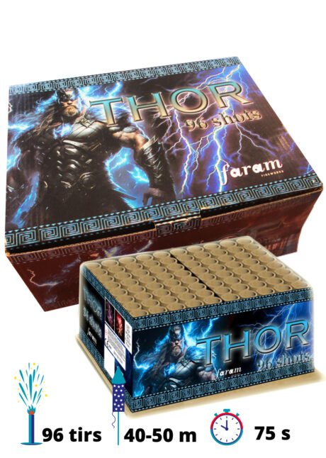 feu d'artifice pour particulier, feu d'artifice disponible Aux Feux de la Fête Paris, Feu d’Artifice Automatique, 96 Coups, 1 mn 15, Thor