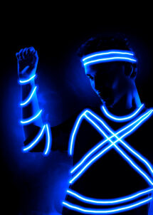 guirlande fil bleus leds pour déguisement, guirlande futuriste déguisement