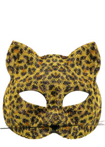 masque de chat brillant, masque de chat paillettes, masque de chat léopard