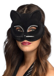 masque de chat noir, masque chat avec strass