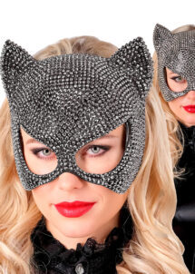 masque de chat avec strass, masque cat woman paillettes, Masque de Chat, Bijoux Strass