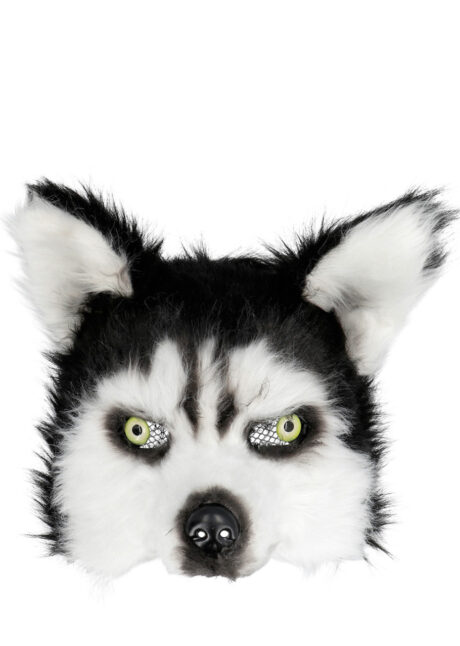 masque de chien, masque de Husky, masque animal fourrure, Masque de Chien Husky Fourrure, Demi Visage