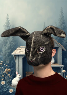 masque de lapin noir, masque lapin fausse fourrure, masque animal déguisement